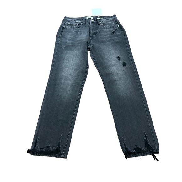 PISTOLA Jeans Women's Size 26 Black Denim Raw Hem Charlie High Rise Straight - Picture 1 of 10